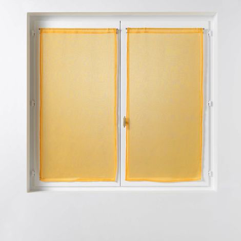 PAIRE DROITE PASSE TRINGLE 2 x 60 x 160 CM VOILE SABLE SANDRA JAUNE (1/3)