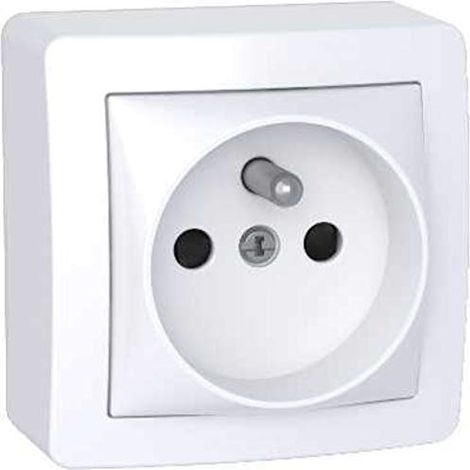 Schneider Electric – Prise de courant 2P+T à connexion rapide – Installation en saillie – Blanc polaire – Pour chantiers humides – 16A 250V