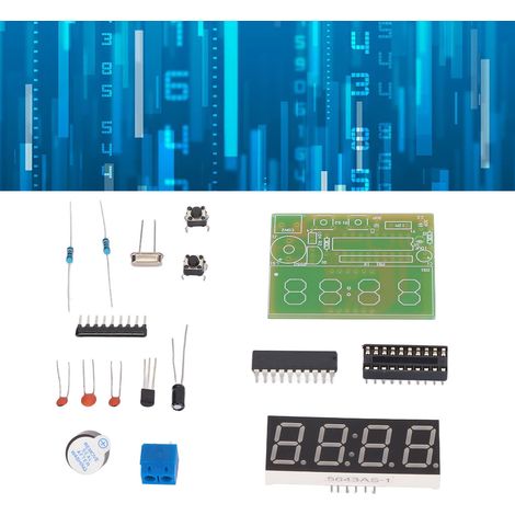 Kit d'horloge numérique à 4 chiffres, horloge électronique DIY à base de microcontrôleur, composants d'horloge à quatre chiffres C51. (1/5)