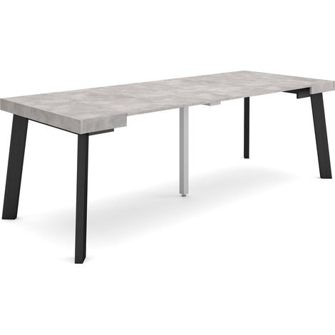 Skraut Home - Table console extensible, Console meuble, 220, Pour 10 personnes, Pieds en bois, Style moderne, Gris Ciment (1/5)