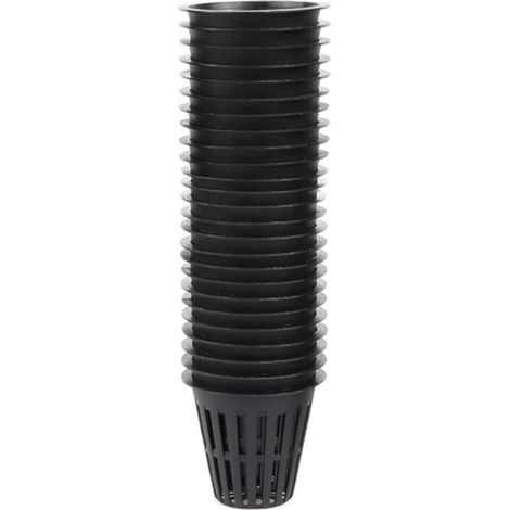 Pots de culture - Lot de 25 - Plateaux de culture - Plastique, Convient à la culture hydroponique et sur substrat - 5,5 x 5,5 x 5 cm - Noir (1/5)