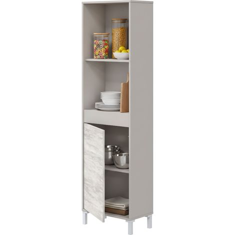 Spineda Schrank, Kommode mit Schubladen, 3 Böden, Push-Pull-Öffnung, 49x28x174h cm Beige