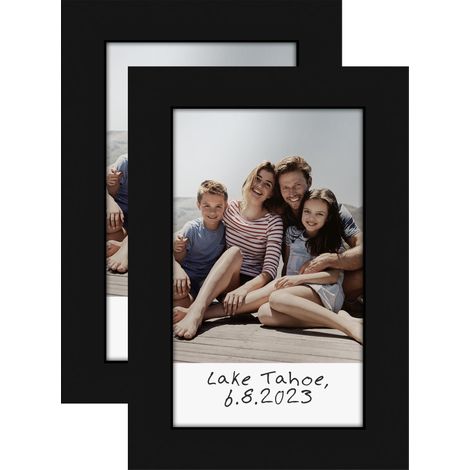 Lot de 2 cadres photo noirs de 5,1 x 7,6 cm – Utilisation comme cadre de 5 x 7,6 cm pour impression instantanée – Mini cadre photo avec verre transparent, matériel de suspension (1/5)