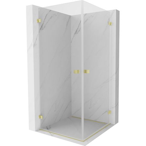 Mexen Lunar-B Duo Pendeltür-Duschkabine 85 x 85 cm, transparent, gebürstetes Gold - 832-085L-085P-55-00 (1/5)