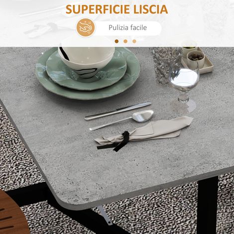 Table pliante 4-6 convives, 120x80x73 cm, gris, structure acier et bois, avec 6 roues pivotantes, rabattable et mobile (1/5)
