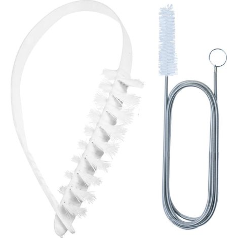 2 Pièces Brosse Nettoyage, Manche Long Flexible 155cm, Acier Inoxydable Nylon, Pour Lave-linge Réfrigérateur Climatiseur (1/5)