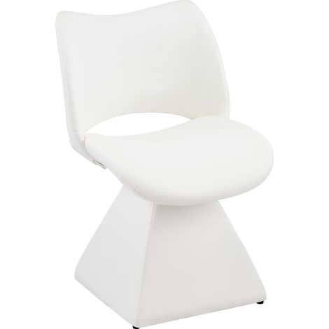 Silla giratoria blanca de comedor con respaldo alto en piel sintética 54 x 48 x 82 cm HOMVRA (1/5)