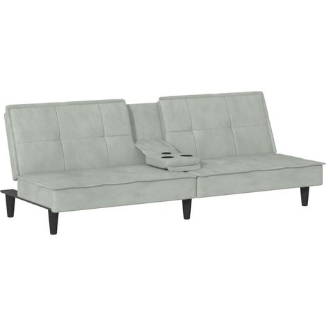 Canapé-lit avec porte-gobelets 200 x 89 x 70 cm velours gris clair