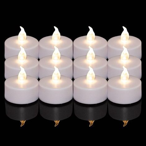 Longziming – 24er-Pack LED-Teelichter – Warmweißes, flackerndes Licht – Batterien enthalten – Sicher und rauchfrei – Realistisches Ambientelicht für Partys, Abendessen und Dekoration (1/5)