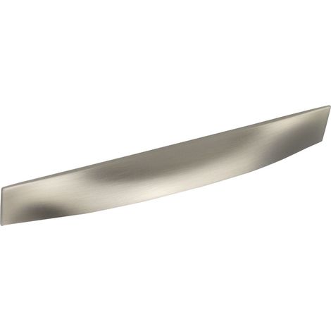 Furnipart Griff Wrap LA 128mm - flacher Griff für Möbel - Designer Möbelgriff Breite 190,4mm, Zinkdruckguss Edelstahl Effekt