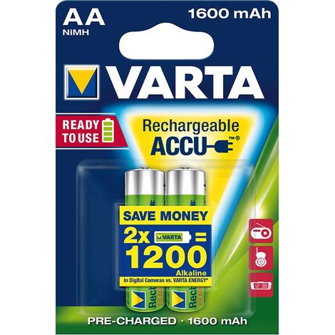 VARTA Pila recargable ower Accu R2U Mignon AA, HR06, 1600 mAh