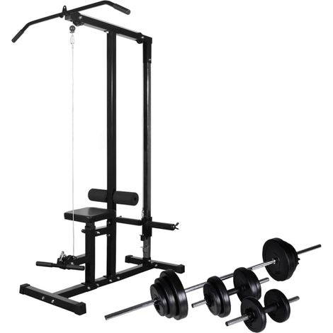 Torre de musculación con juego de mancuernas y pesas de 30,5 kg color negro 020000041 (1/5)