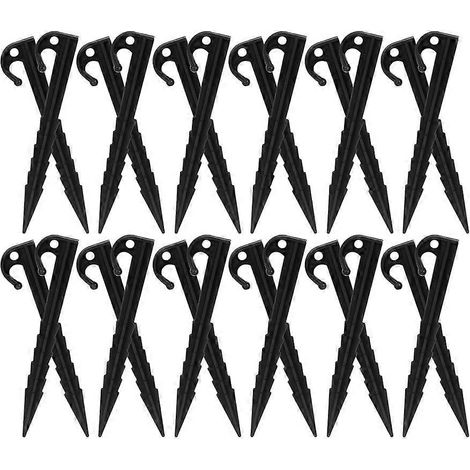 Piquets de tente en plastique noir, 40 pièces par paquet, résistants et coupe-vent, adaptés au camping. (1/5)