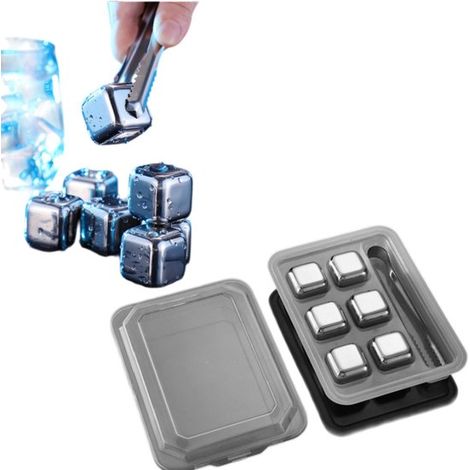 Whisky-Eisstein – Edelstahl – Kühlstein – 2,7 cm – 2 x 12,5 cm – Geeignet für Whisky und andere Getränke, ein Weihnachtsgeschenk für Männer – Silber (1/5)