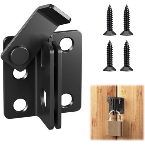 Verrou de porte verrouillable en acier inoxydable - Petit verrou 2 en 1 - Avec trou de serrure - Vis - Verrou de porte extérieur gauche - Verrou de serrure pour fenêtre, porte, clôture (1/5)