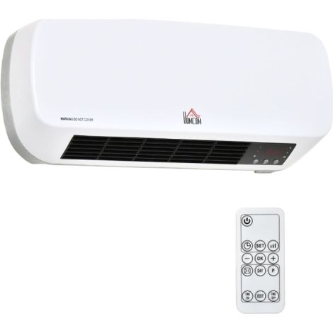 Radiateur mural soufflant 2000 W - chauffage céramique PTC - 3 niveaux de puissance - télécommande incluse blanc noir (1/5)