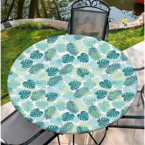 Nappe de table d'extérieur 90cm ronde, résistante aux intempéries, lavable, avec élastique