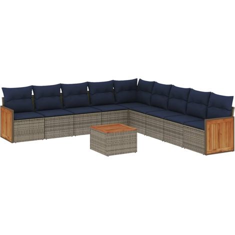 Maison Exclusive - 10-teiliges Gartensofa-Set mit Kissen, grau, P