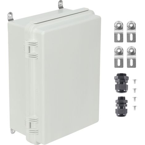 Boîte de jonction électrique extérieure, 300 x 200 x 180 mm, coffret ABS avec couvercle à charnière et loquet en acier inoxydable, étanche IP67 pour projets électriques extérieurs. (1/5)