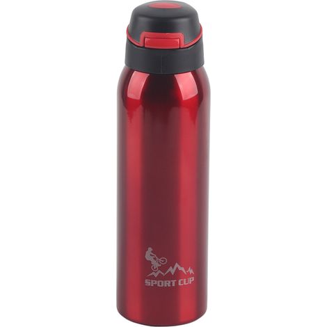 Bouteille isotherme en acier inoxydable de 500 ml avec paille intégrée (rouge) (1/5)