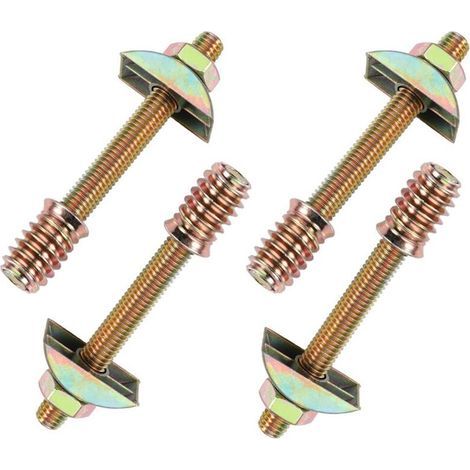 Set mit 4 M8 x 100 mm 4-in-1 Möbelbeschlägen, halbmondförmigen Möbelverbindern, Distanzscheiben für die Montage von Tischen und Betten, Schrauben und Muttern (1/4)