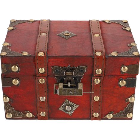 Boîte de Rangement en Matériau Synthétique Rouge Serrure, Décoration Vintage pour Bureau, Boîte Légère pour Chambre ou Hôtel (1/5)