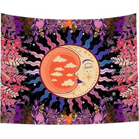 Soleil et clair de lune jardin coloré de la tapisserie mandala pending psychédélique tapisse (jardin, 148 x 200 cm) (1/5)
