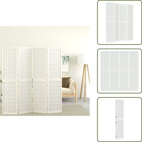 Cloison de séparation pliable 4 panneaux 160x170 cm Blanc - Cloison Japonaise - Écran D'intimité - Séparateur Pièce - Décoration Murale - Style Zen (1/5)