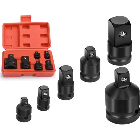 6 pcs Adaptateur Douille a Choc Réducteurs Clé 1" 1/2" 1/4" 3/8" 3/4" CR-MO (1/5)