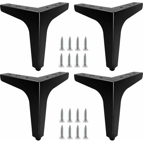 Set mit 4 schwarzen Metall-Möbelbeinen, 15 cm, robuste Sofabeine, Couchtischbeine, Tischerhöhungsbeine ermöglichen das Erhöhen oder Ersetzen von Nachttischen, Sofas, TV-Ständern und Sesseln (1/5)