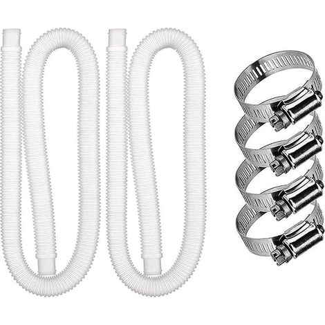 Lot de 2 tuyaux de piscine de 32 mm avec 4 colliers métalliques, pour piscines au-dessus du sol 150 x 3,2 cm (1/5)