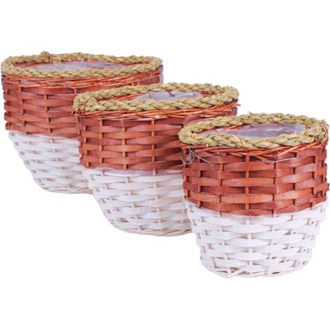 Cesto vimini rotondo portavaso bordo corda, Ø29x22 cm