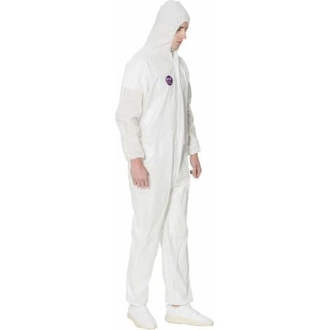 5 pièces, vêtements de protection non tissés jetables d'une seule pièce avec capuche et pieds, combinaison d'élevage peinte à la poussière et aux épidémies, XL (1/5)
