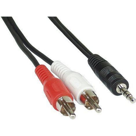 Câble Cinch-Jack - 2x Prise Rcà Mâle Vers 1x Jack 3,5 Mm Mâle - 5 M - Pour Système Audio Domestique - 1 Pièce