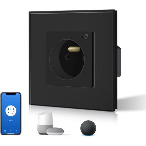 Prise Murale Connectée, Prise Electrique Intelligente Compatible avec 16 Amp 240V 86 86mm Noir (Ligne Neutre Requise) (1/5)