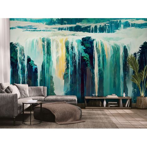 Papier peint Artistique – cascade poétique peinture numérique - 150 x 250 cm (1/2)