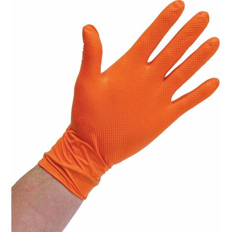 Gants jetables nitrile orange T9 - Boîte de 100 pcs - STILKER - 65102  T9