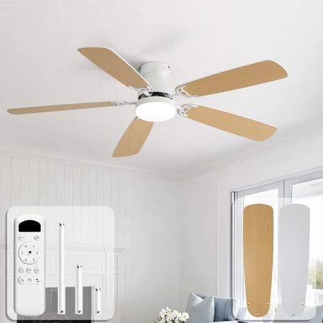 Sofucor Ventilatore da soffitto con luce e telecomando, motore DC, 132 cm, 5 pale bicolore – Bianco (1/5)