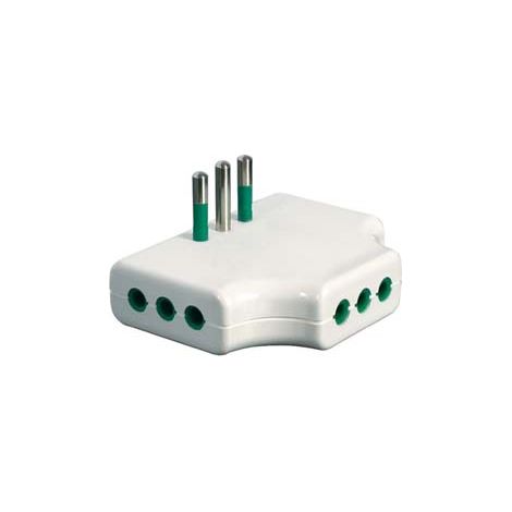 ADATTATORE TRIPLO PIATTO 2 POLI + TERRA 10A  BIANCO- - bianco 82250 - 4 pezzi FANTON