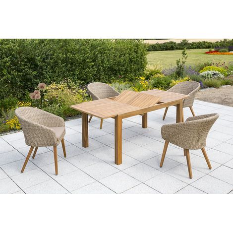 Arrone Set 5tlg 4 Sessel Kissen Tisch 150(200)x90cm