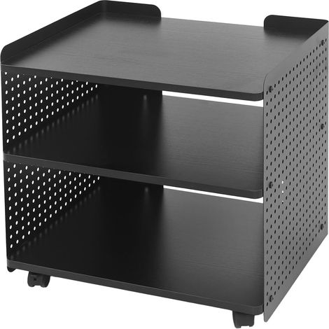 Support d'imprimante sur roulettes à 3 niveaux, support d'imprimante mobile sur roues, chariot d'appoint pour bureau, étagère d'imprimante 50 x 39 x 50 cm, chariot de bureau, table d'imprimante, Noir (1/5)