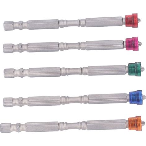 Ensemble de 5 embouts de tournevis magnétiques à anneau, tige hexagonale 1/4 po, acier allié, pour visseuse électrique (1/5)