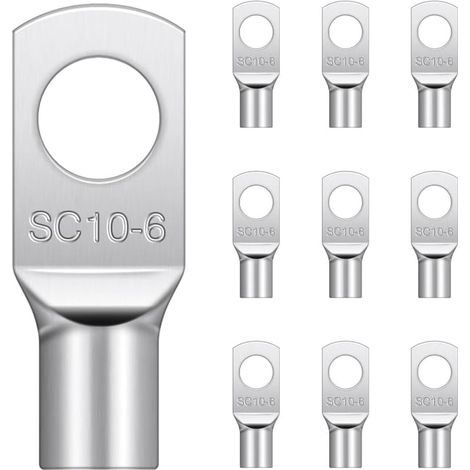 20 Cosses Tubulaires 10mm² M6, Hanibos Embouts Électriques Ronds à Œillet en Cuivre Étamé, Manchons à Sertir 10mm², Anneaux de Connexion 10mm² (1/5)