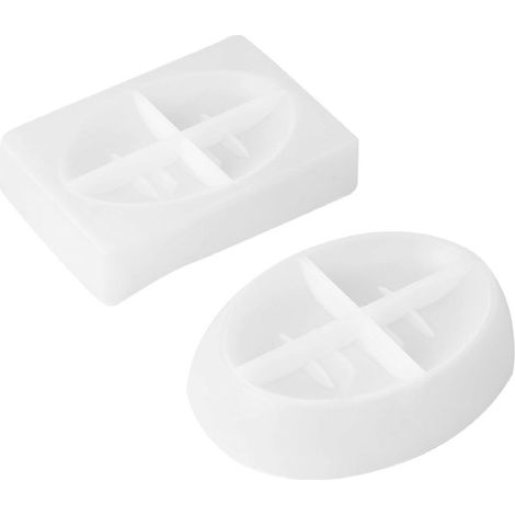 Lot de 2 moules en silicone pour porte-savon ovale/carré, avec évacuation d'eau. Moule de coulée en résine époxy pour organiser la maison. (1/5)