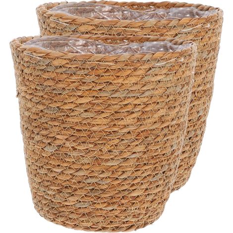 2 Stück Seegras Blumentopf Übertopf im Boho Stil Gewebte