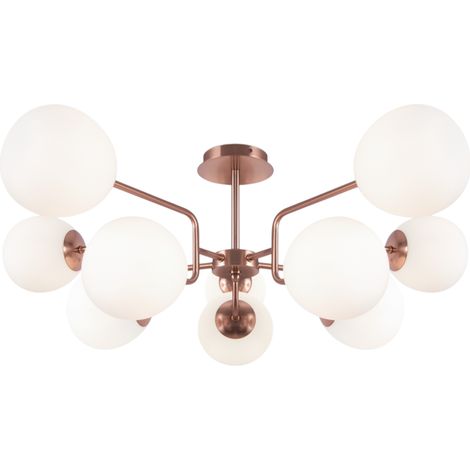 Lampadario Maytoni Erich rame 10 luci sfere bianche (1/5)