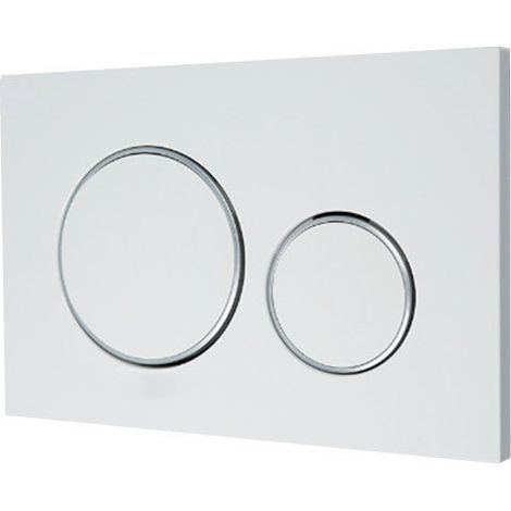 Plaque Geberit Sigma20 double touche déclenchement frontal, panneau WC blanc chromé résistant aux rayures montage sans outil (1/4)