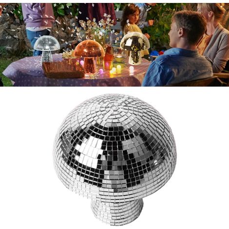 Boule disco champignon décorative, boule miroir, 15 x 15 cm, argentée (1/5)