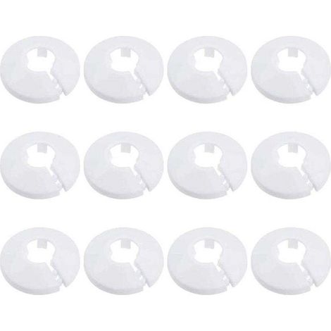12 Pcs Cache Tuyau, Cache Tuyau Radiateur,Cache Tuyau Plomberie Collier Radiateur,Pour tubes de chauffage à eau 15 mm couronnes de radiateurs-Blanc
