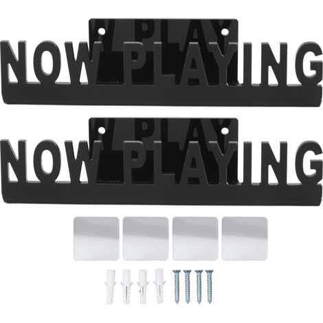 Lot de 2 supports muraux pour disques vinyles « Now Playing » en acrylique noir, avec étagères flottantes pour exposer les pochettes. Décoration intérieure. (1/5)